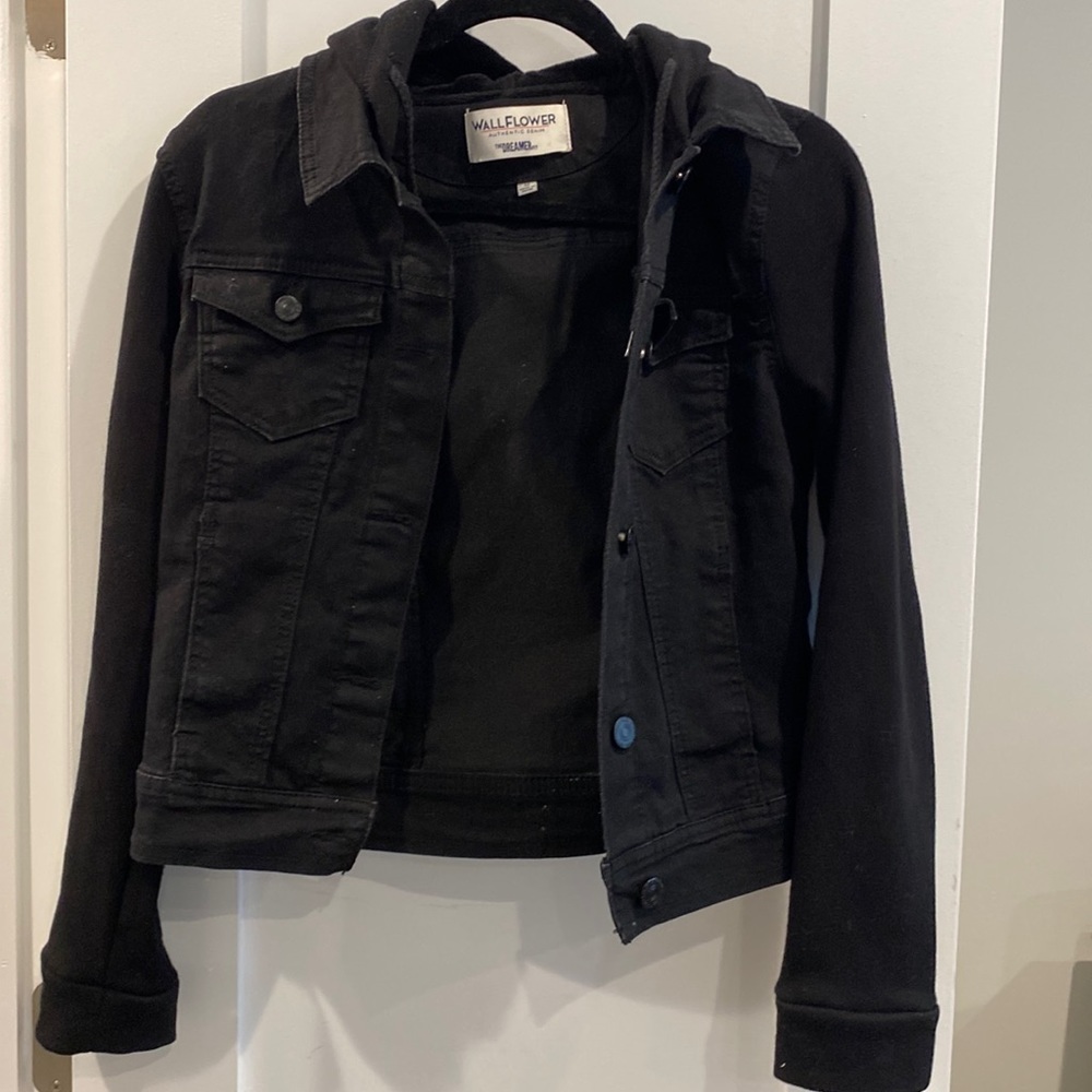 Hooded black jean jacket